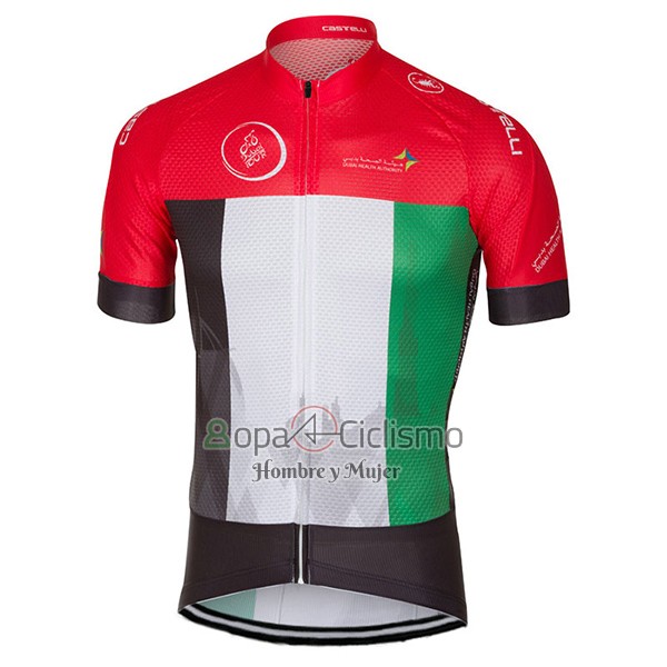 Dubai Tour Ropa Ciclismo Culotte Corto 2017 Hombre Mangas Cortas Rojo